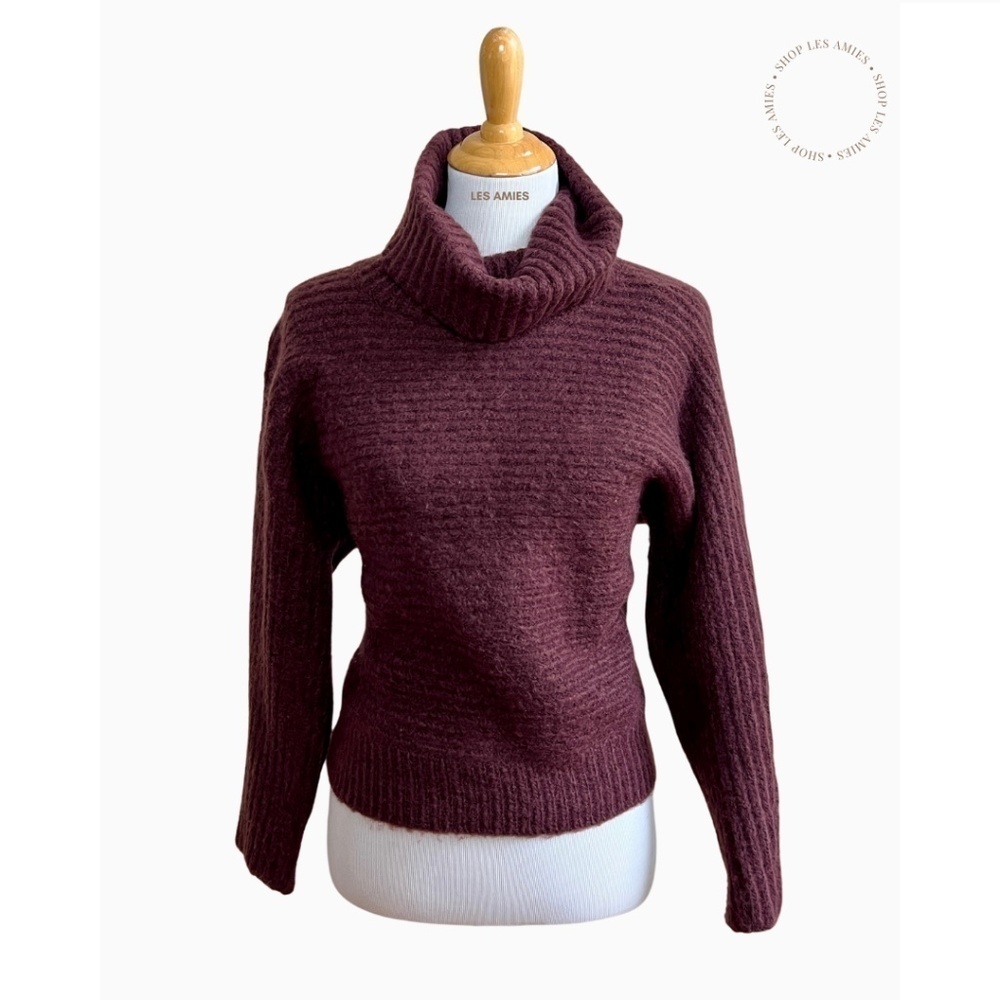 NEW LEITH Dolman Sleeves Alpaca Turtleneck Relaxed Fit Sweater Burgundy Vine M